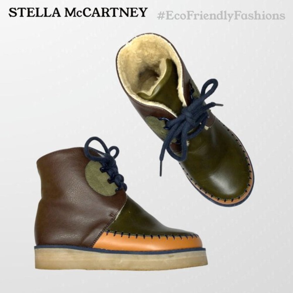Stella McCartney Kids Brown/Green Lace Up Johnny Ankle Boots Size 28
